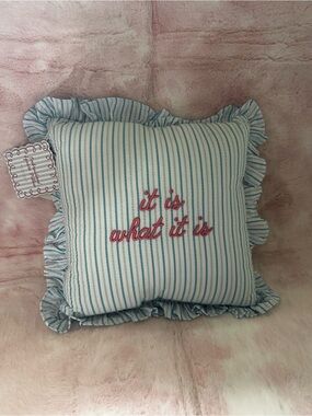 It is what it is - Striped Ruffle Throw Pillow Stylehouse